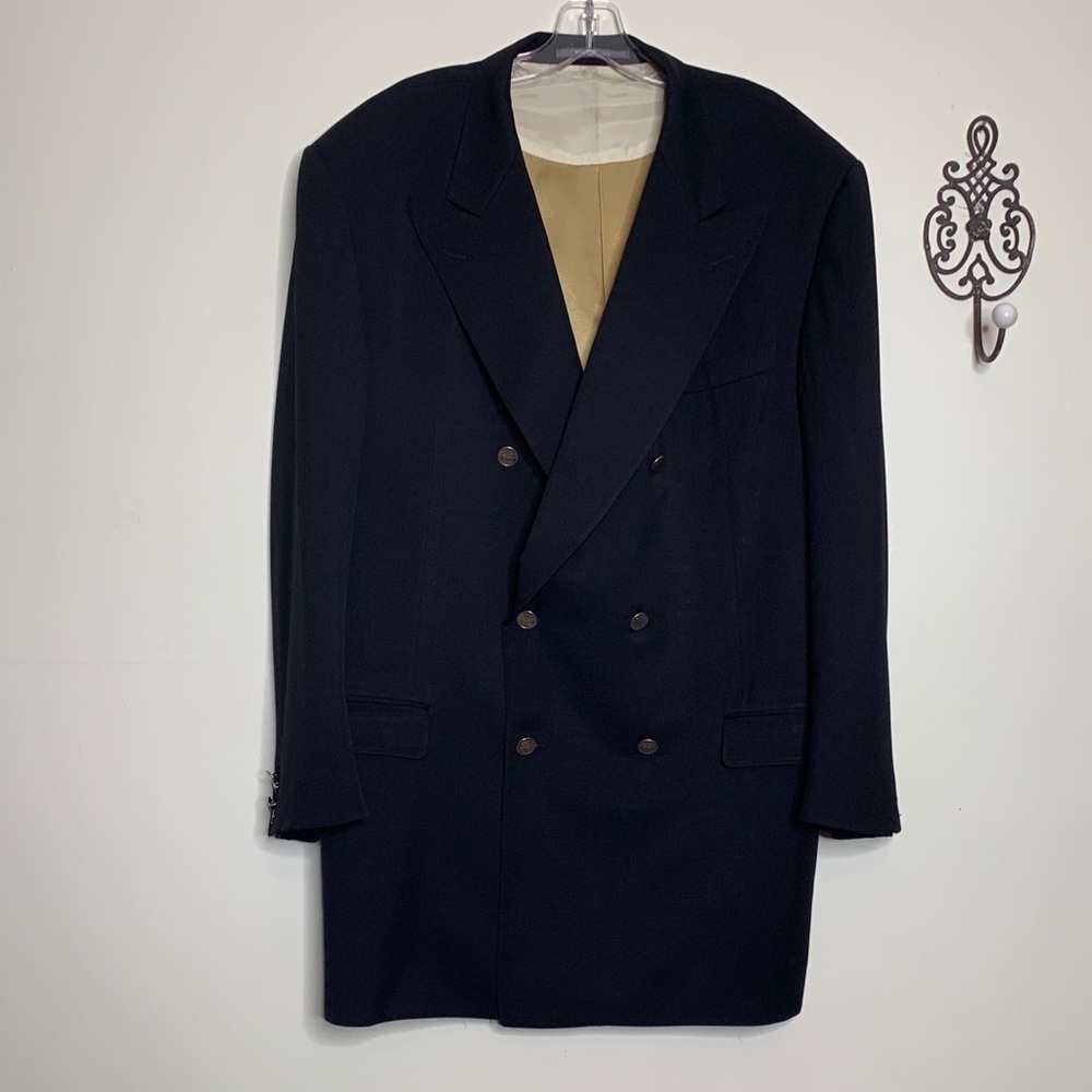 Stunning VTG Hickey Freeman Double Breasted Blazer Jacket Sz 47 Long